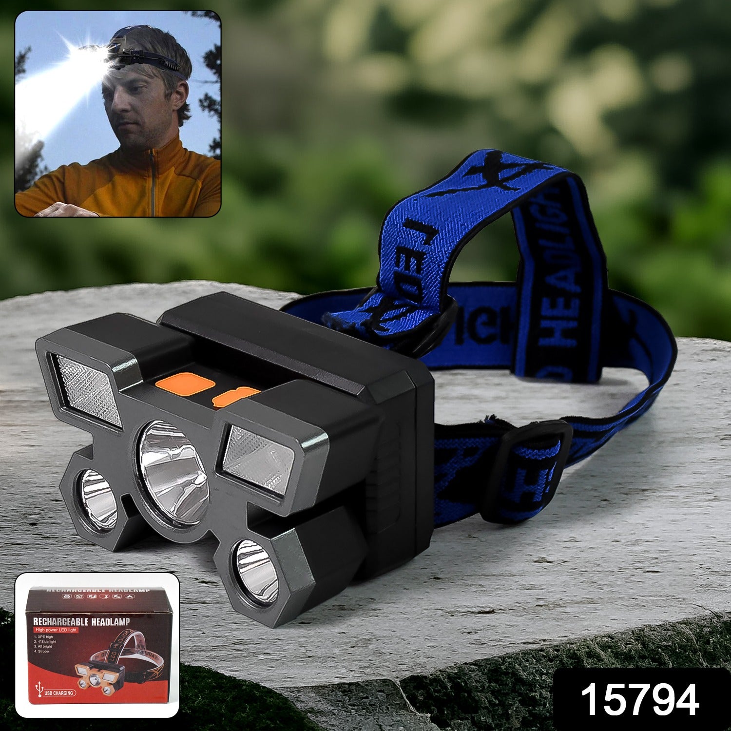 5 Led Headlamp Usb Rechargeable Head Light (1 Pc) 5 Led Headlamp Usb Rechargeable Head Light (1 Pc)